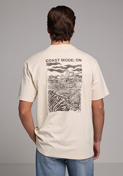 Image de T-shirt À Manches Courtes Beige Comfort Fit Droit Homme