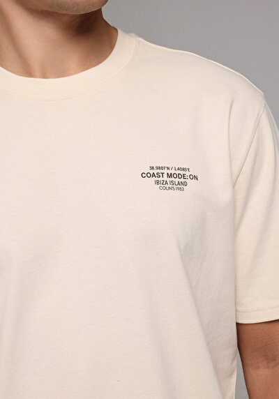 Image de T-shirt À Manches Courtes Beige Comfort Fit Droit Homme
