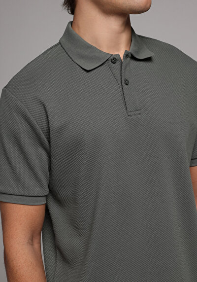 Image de T-shirt Polo À Manches Courtes Kaki Droit Regular Fit Homme