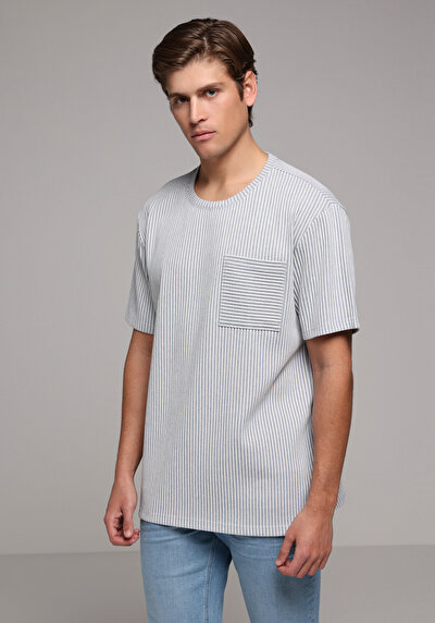 Image de T-shirt À Manches Courtes Bleu Comfort Fit Droit Homme