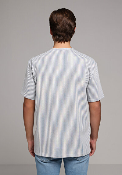 Image de T-shirt À Manches Courtes Bleu Comfort Fit Droit Homme