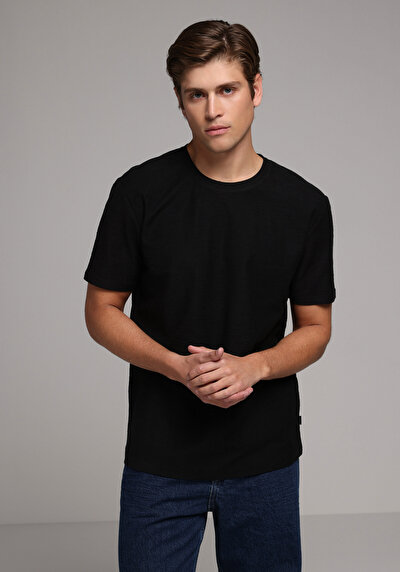 Image de T-shirt À Manches Courtes Noir Regular Fit Droit Homme