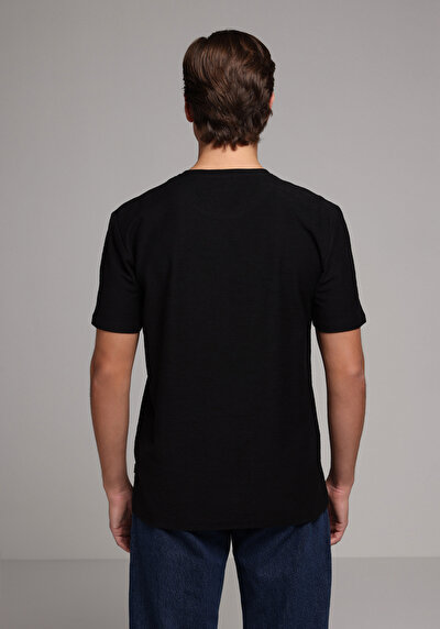 Image de T-shirt À Manches Courtes Noir Regular Fit Droit Homme