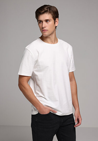 Image de T-shirt À Manches Courtes Blanc Regular Fit Droit Homme