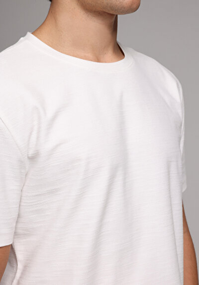 Image de T-shirt À Manches Courtes Blanc Regular Fit Droit Homme