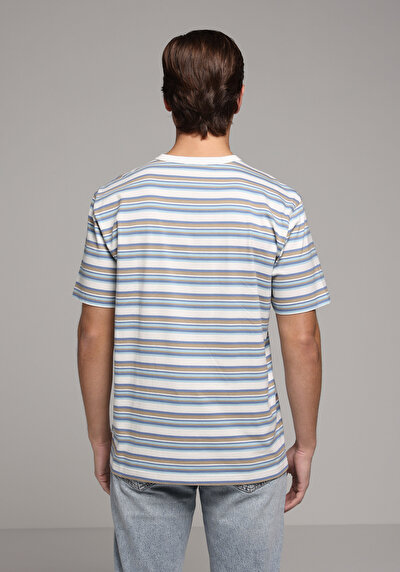 Image de T-shirt À Manches Courtes Blanc Comfort Fit Rayé Homme