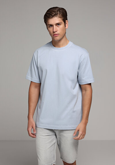 Image de T-shirt À Manches Courtes Bleu Comfort Fit Droit Homme