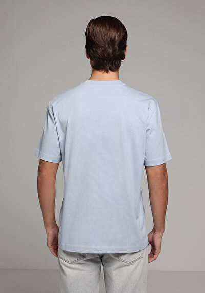 Image de T-shirt À Manches Courtes Bleu Comfort Fit Droit Homme