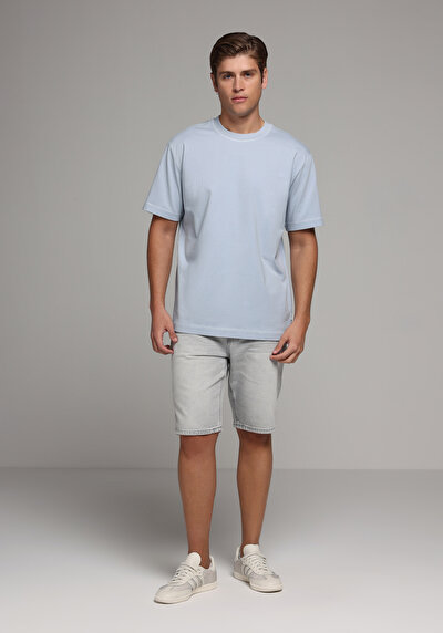 Image de T-shirt À Manches Courtes Bleu Comfort Fit Droit Homme