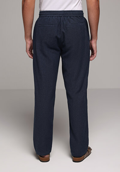Image de Pantalon Marine Straight Leg Medium Rise En Sergé Regular Fit Homme