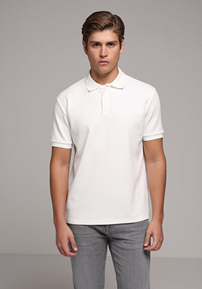 Image de T-shirt Polo À Manches Courtes Blanc Droit Regular Fit Homme