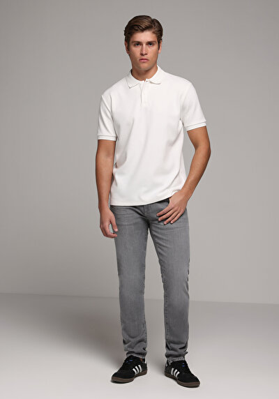 Image de T-shirt Polo À Manches Courtes Blanc Droit Regular Fit Homme