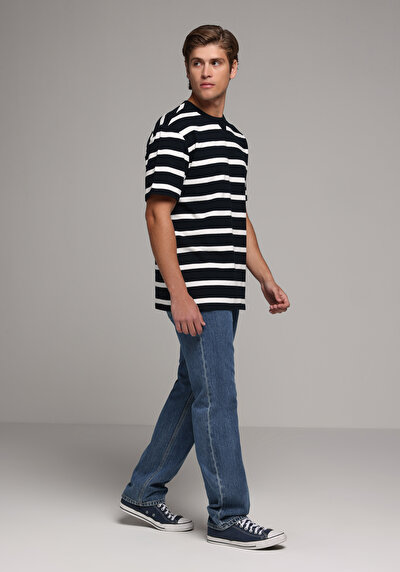 Image de T-shirt À Manches Courtes Marine Comfort Fit Rayé Homme