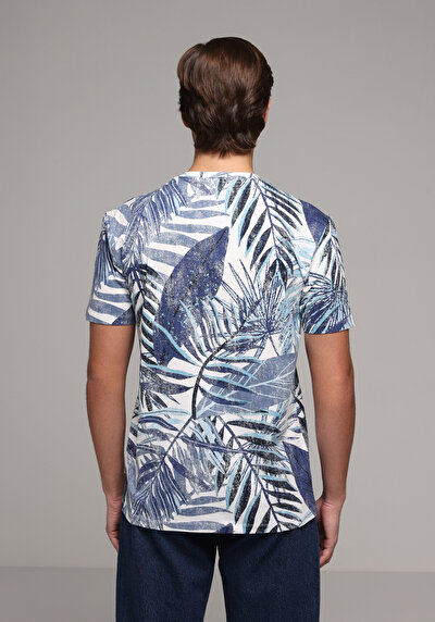 Image de T-shirt À Manches Courtes Bleu Regular Fit Droit Homme