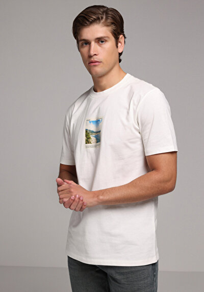 Image de T-shirt À Manches Courtes Blanc Regular Fit Droit Homme
