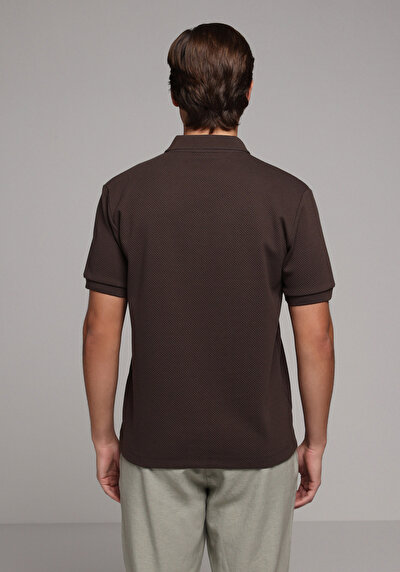 Image de T-shirt Polo À Manches Courtes Marron Droit Regular Fit Homme