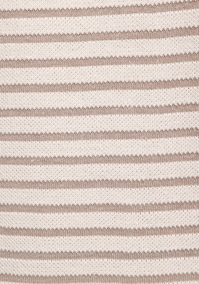 Afficher les détails de T-shirt Polo À Manches Courtes Beige Rayé Comfort Fit Homme