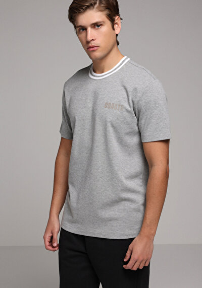 Image de T-shirt À Manches Courtes Gris Regular Fit Droit Homme