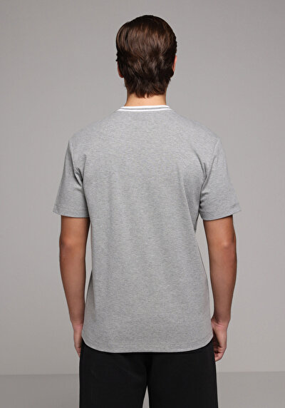 Image de T-shirt À Manches Courtes Gris Regular Fit Droit Homme