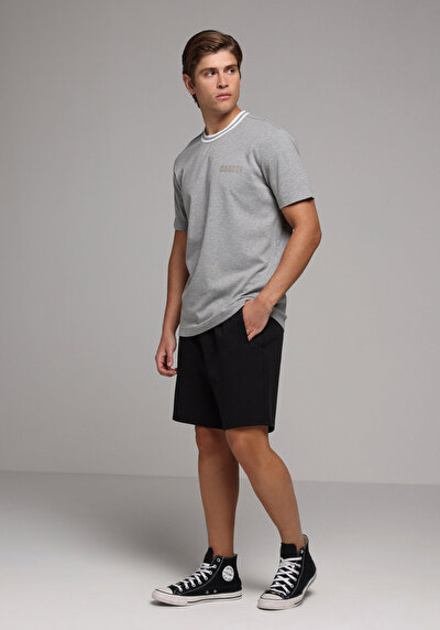 Image de T-shirt À Manches Courtes Gris Regular Fit Droit Homme
