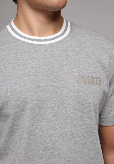 Image de T-shirt À Manches Courtes Gris Regular Fit Droit Homme