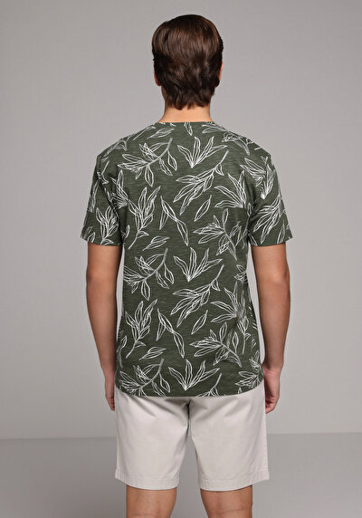 Image de T-shirt À Manches Courtes Kaki Regular Fit Imprimé Homme