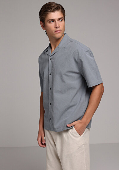 Image de Chemise À Manches Courtes Gris Droit Boxy Fit Homme