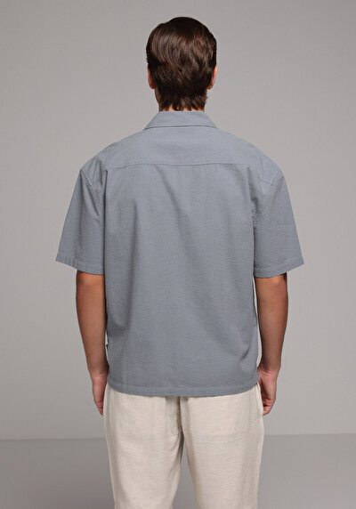 Image de Chemise À Manches Courtes Gris Droit Boxy Fit Homme