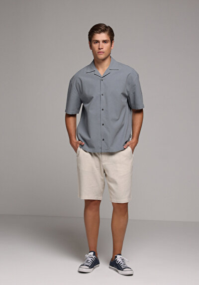 Image de Chemise À Manches Courtes Gris Droit Boxy Fit Homme