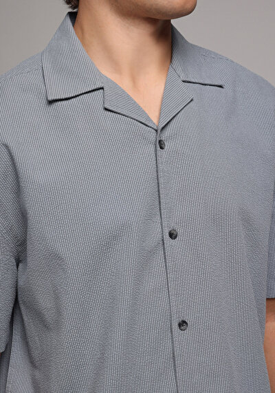Image de Chemise À Manches Courtes Gris Droit Boxy Fit Homme