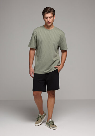 Image de T-shirt À Manches Courtes Vert Comfort Fit Droit Homme
