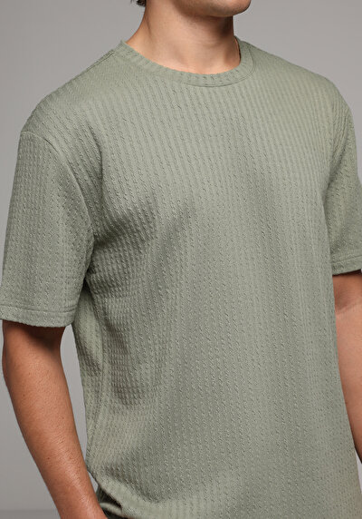 Image de T-shirt À Manches Courtes Vert Comfort Fit Droit Homme