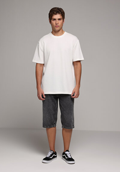 Image de T-shirt À Manches Courtes Blanc Comfort Fit Droit Homme
