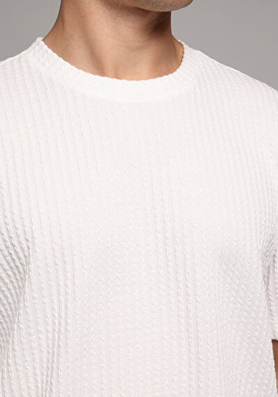 Image de T-shirt À Manches Courtes Blanc Comfort Fit Droit Homme