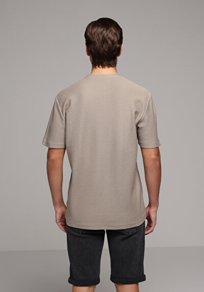 Image de T-shirt À Manches Courtes Beige Comfort Fit Droit Homme