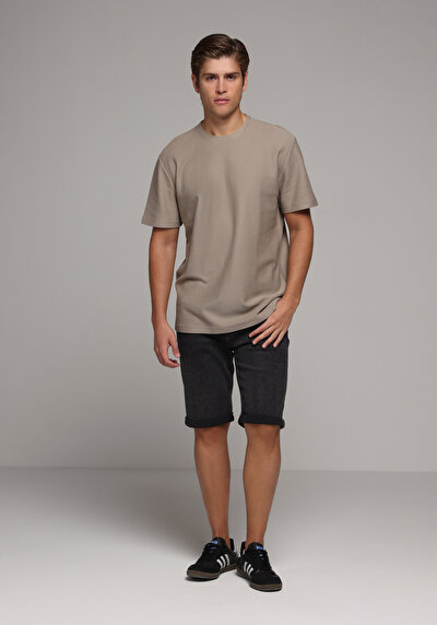 Image de T-shirt À Manches Courtes Beige Comfort Fit Droit Homme