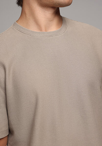 Image de T-shirt À Manches Courtes Beige Comfort Fit Droit Homme