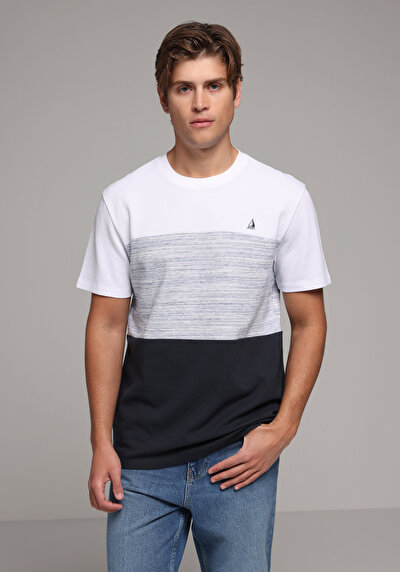 Image de T-shirt À Manches Courtes Marine Regular Fit Rayé Homme