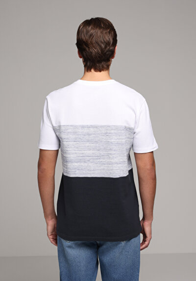 Image de T-shirt À Manches Courtes Marine Regular Fit Rayé Homme