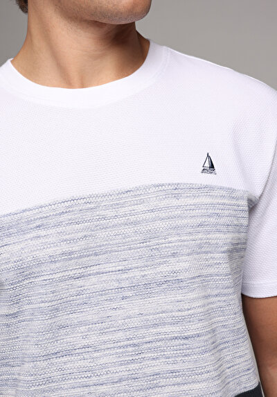 Image de T-shirt À Manches Courtes Marine Regular Fit Rayé Homme