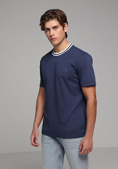 Image de T-shirt À Manches Courtes Marine Regular Fit Droit Homme
