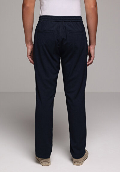 Image de Pantalon Marine Straight Leg Medium Rise En Sergé Regular Fit Homme