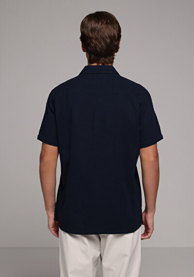 Afficher les détails de Chemise À Manches Courtes Marine Droit Regular Fit Homme