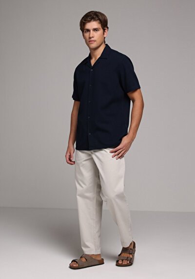 Afficher les détails de Chemise À Manches Courtes Marine Droit Regular Fit Homme