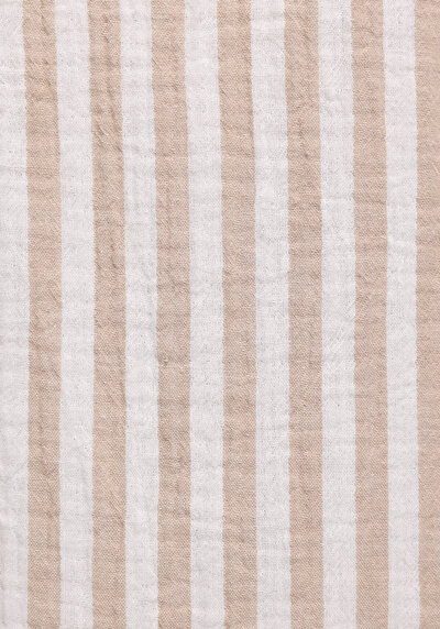 Afficher les détails de Chemise À Manches Longues Beige Relaxed Fit Rayé Mousseline Homme