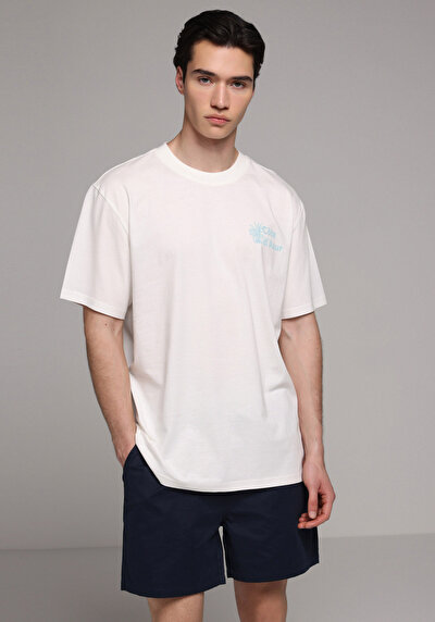 Image de T-shirt À Manches Courtes Blanc Comfort Fit Droit Homme