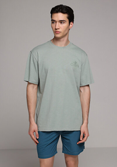 Image de T-shirt À Manches Courtes Vert Comfort Fit Droit Homme