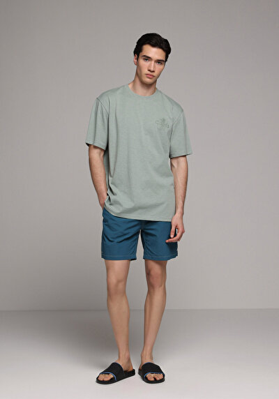 Image de T-shirt À Manches Courtes Vert Comfort Fit Droit Homme