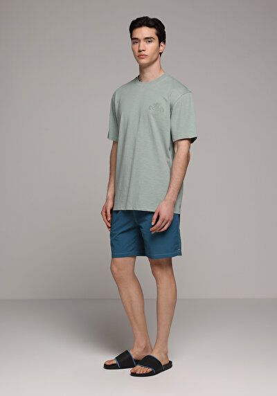 Image de Short De Bain Vert Slim Fit Doublé Homme