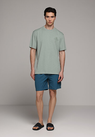 Image de Short De Bain Vert Slim Fit Doublé Homme